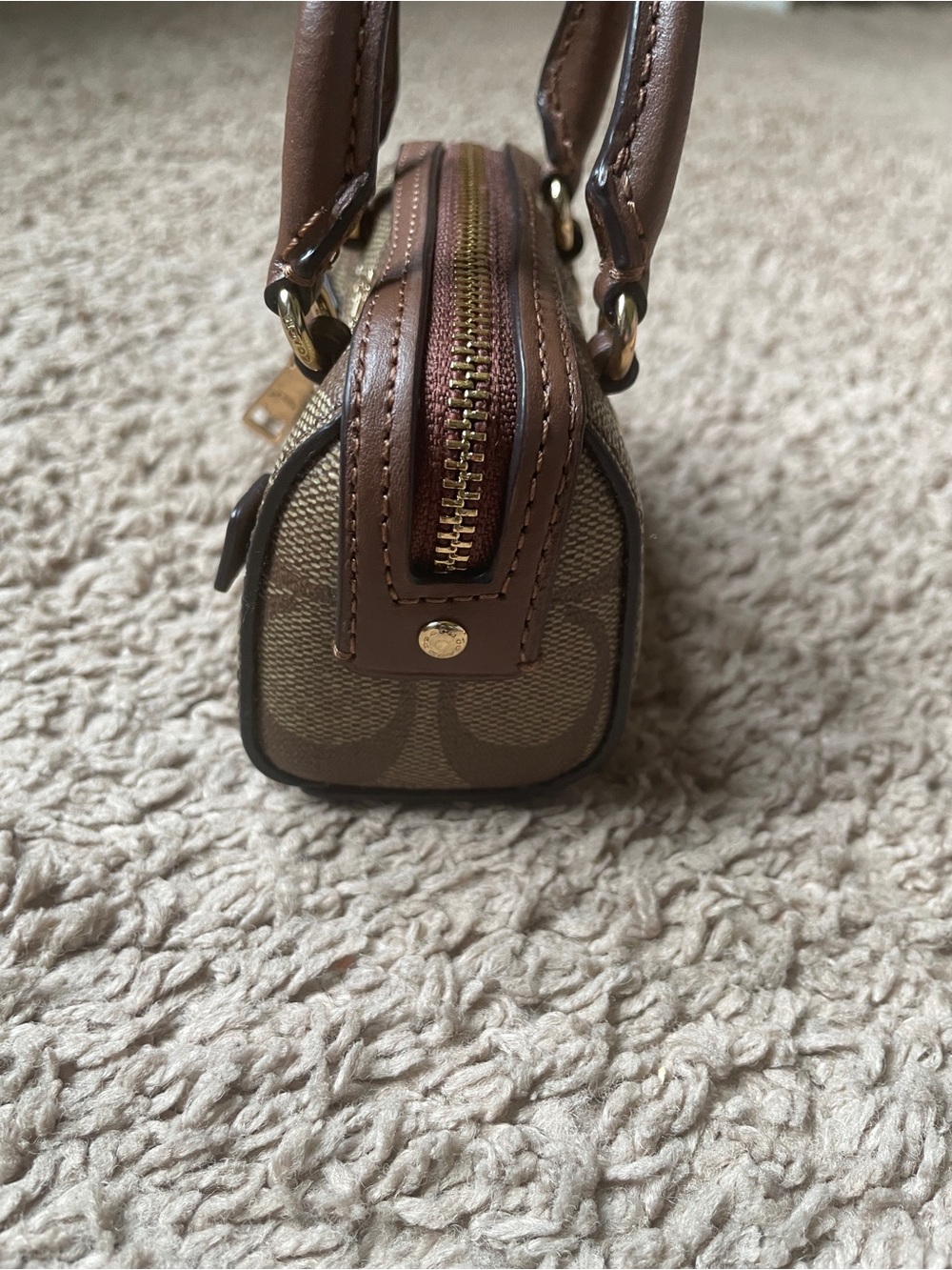 Coach Mini Rowan Charm Satchel in Brown Signature Canvas with Gold Hardware - Picture 6 of 13